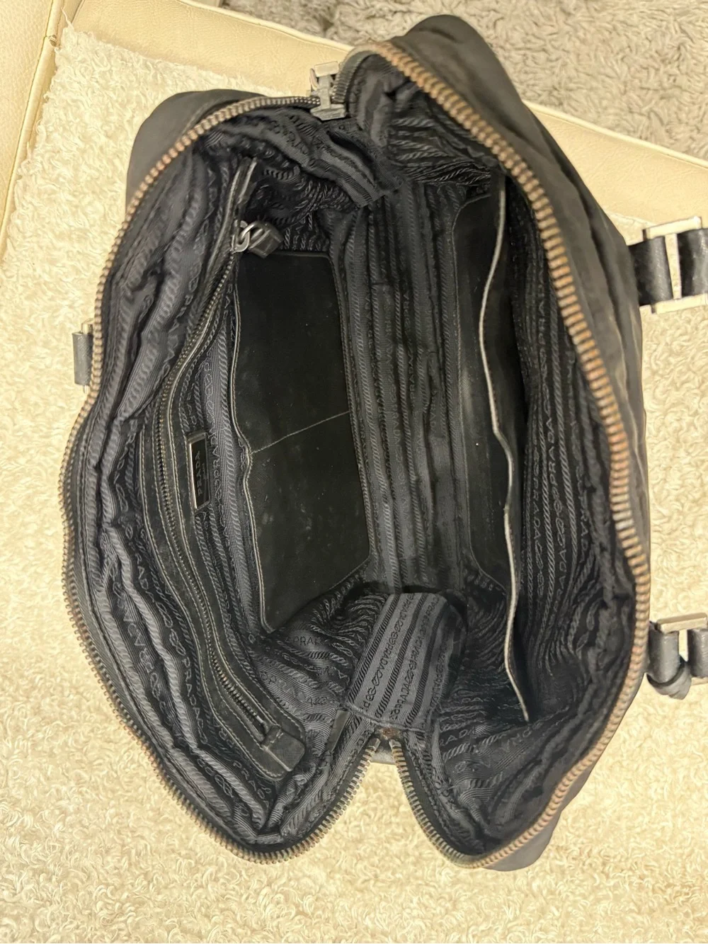 PRADA - Black Nylon Leather Business Bag